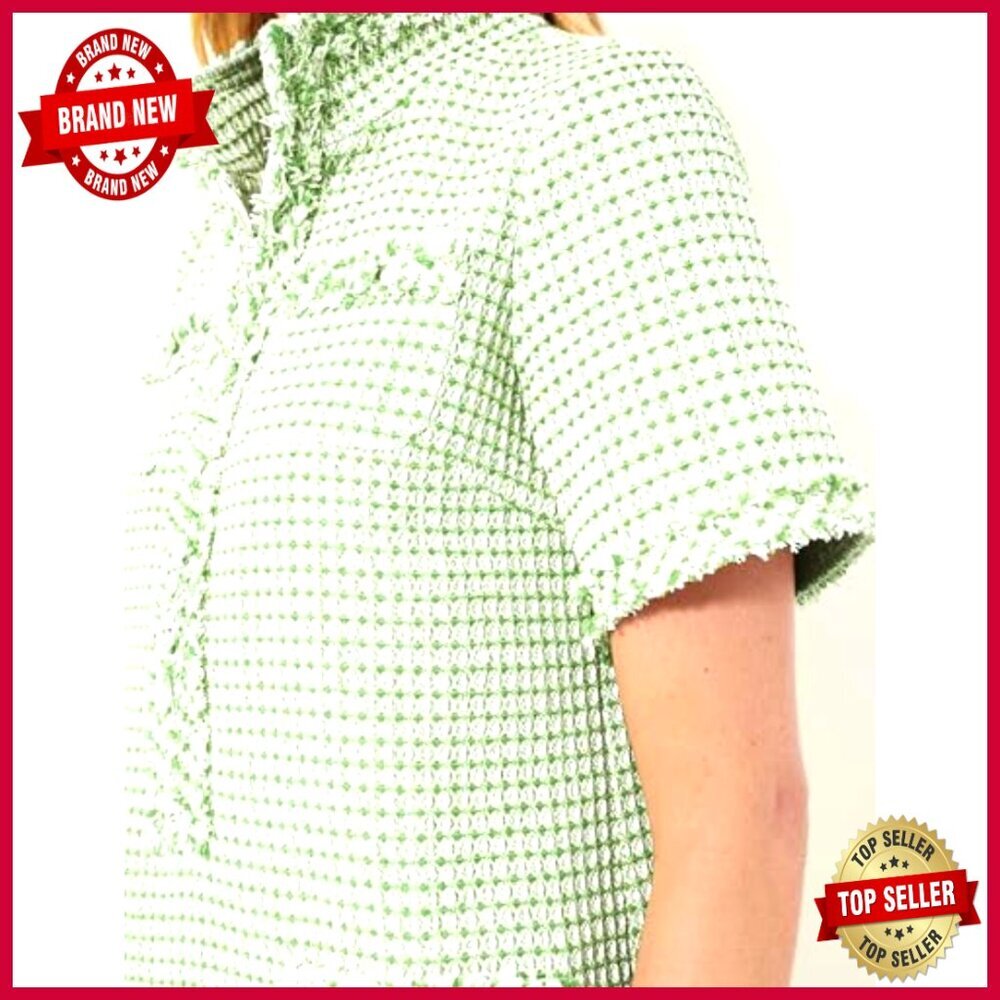 Tweed Shift Dress Elegant Formal Work Cocktail Party Mini Short Sleeve - Picture 4 of 7